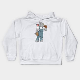 Rhino as Handyman with Water pump pliers Kids Hoodie